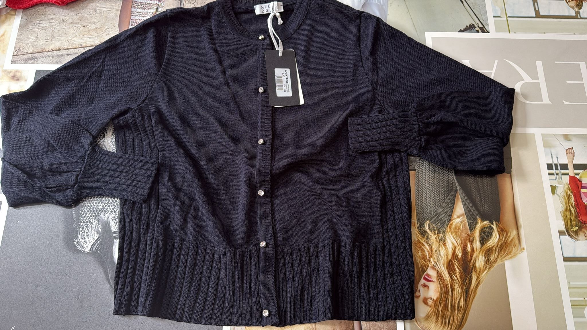 Cardigan manica lunga con coste