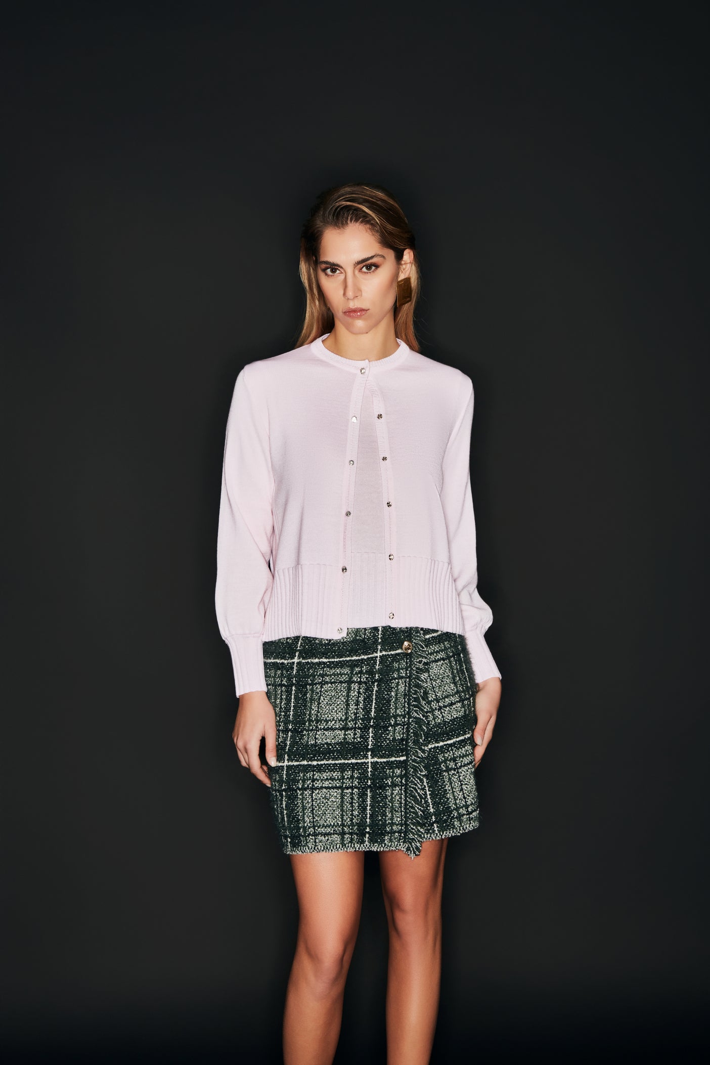 Cardigan manica lunga con coste