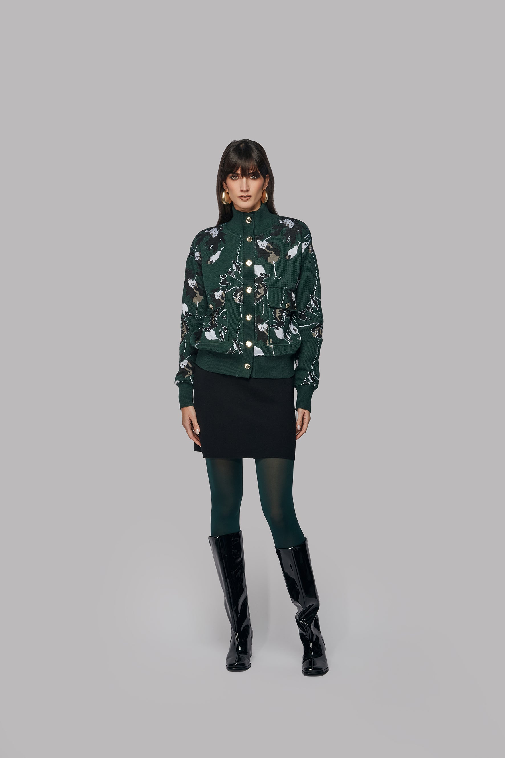 Cardigan jacquard fiori