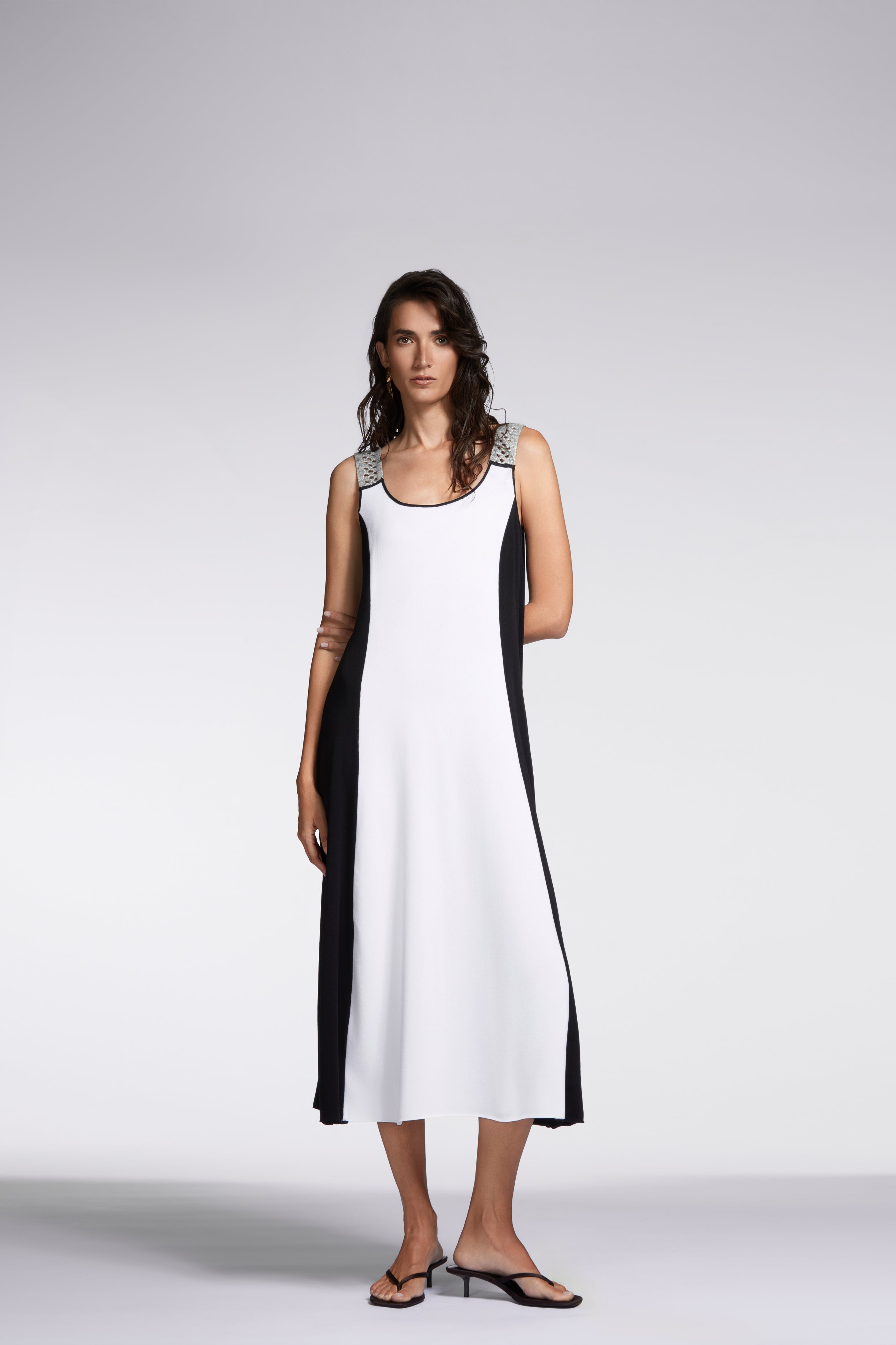 Abito svasato a pannelli bicolor