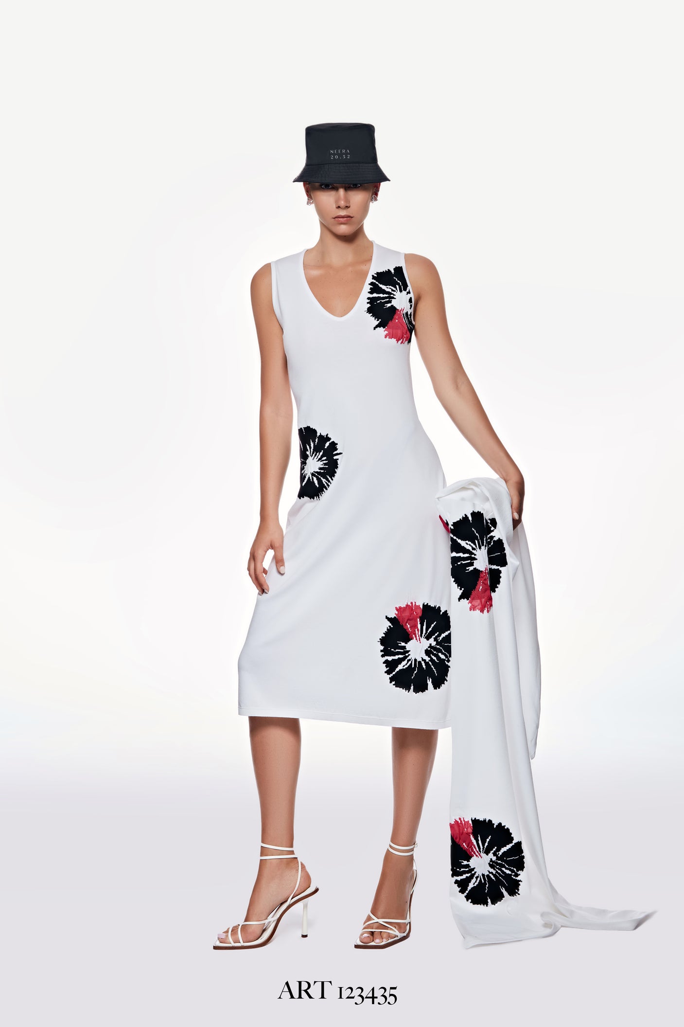 Abito ampio jacquard fiori