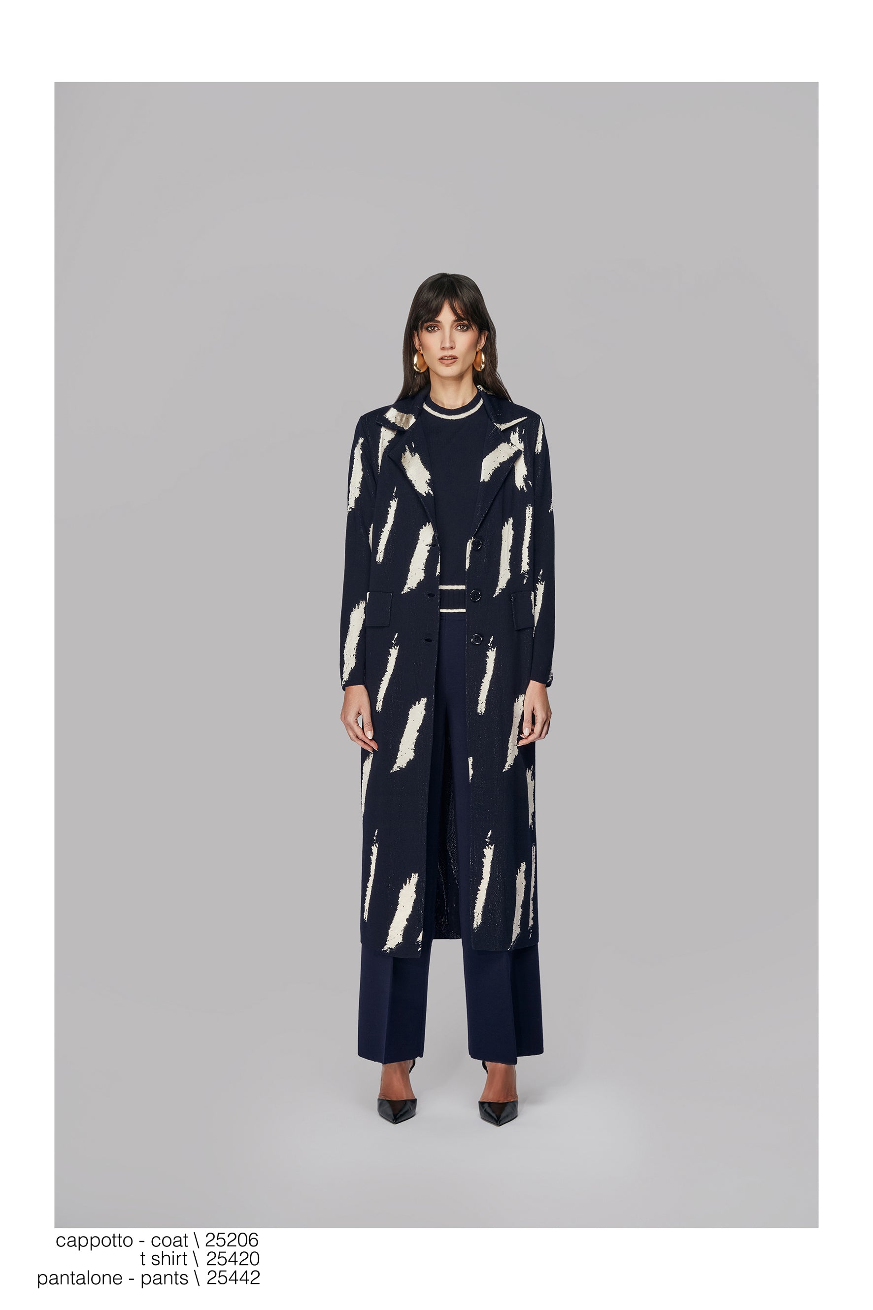 Cappotto polpaccio jacquard pennellate