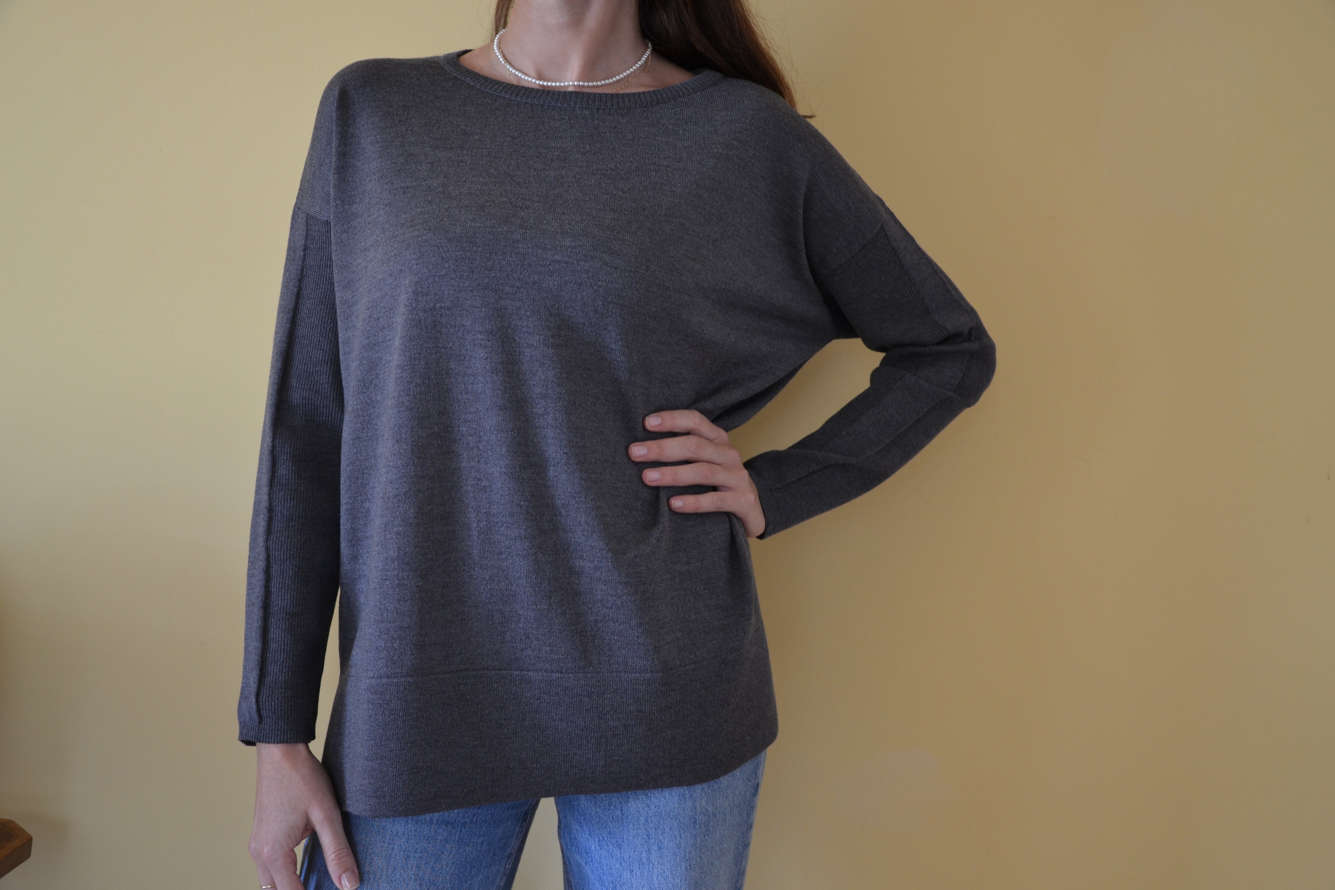 Maglia girocollo a scatola 100% lana merinos
