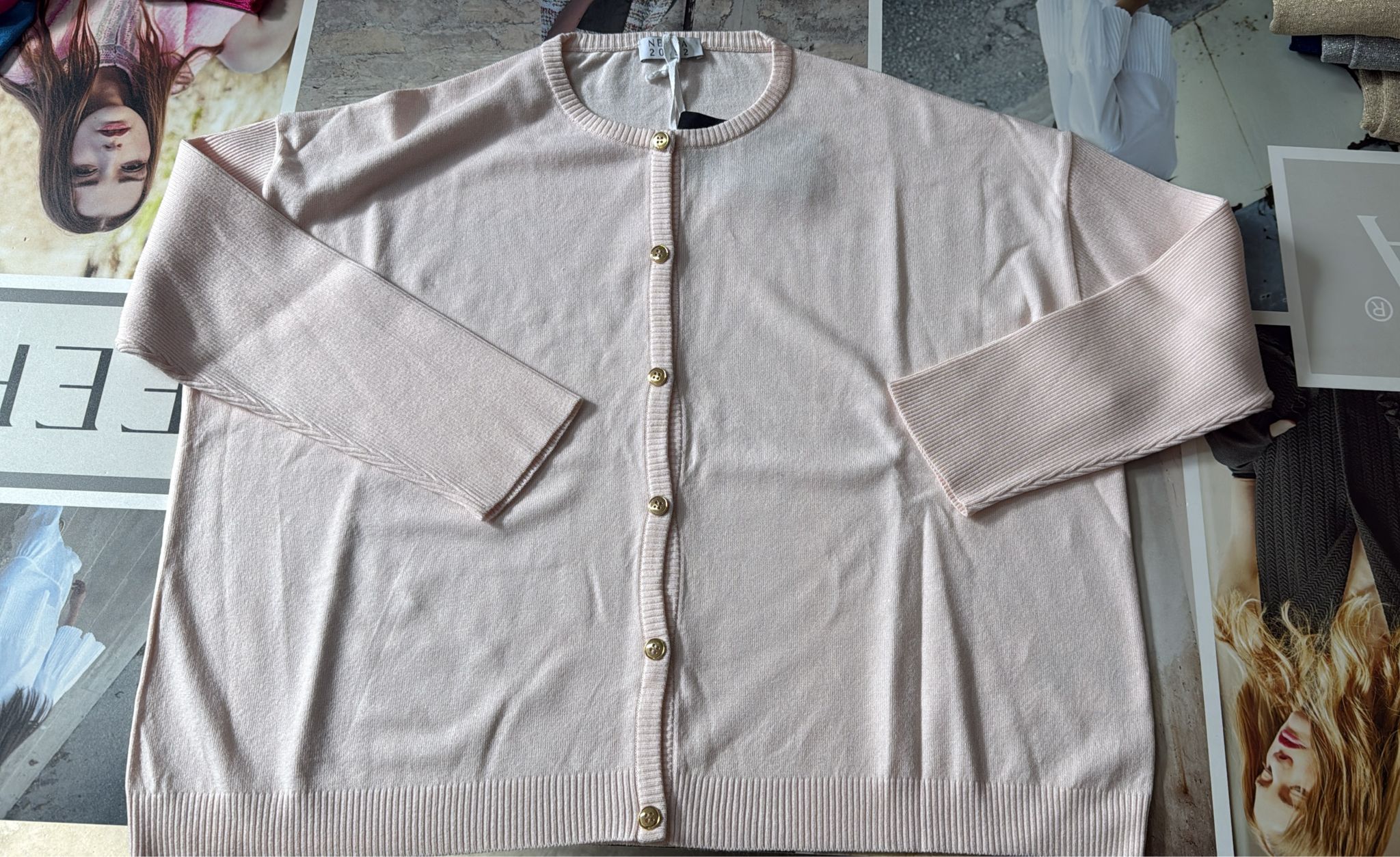 Cardigan a scatola maniche a costine