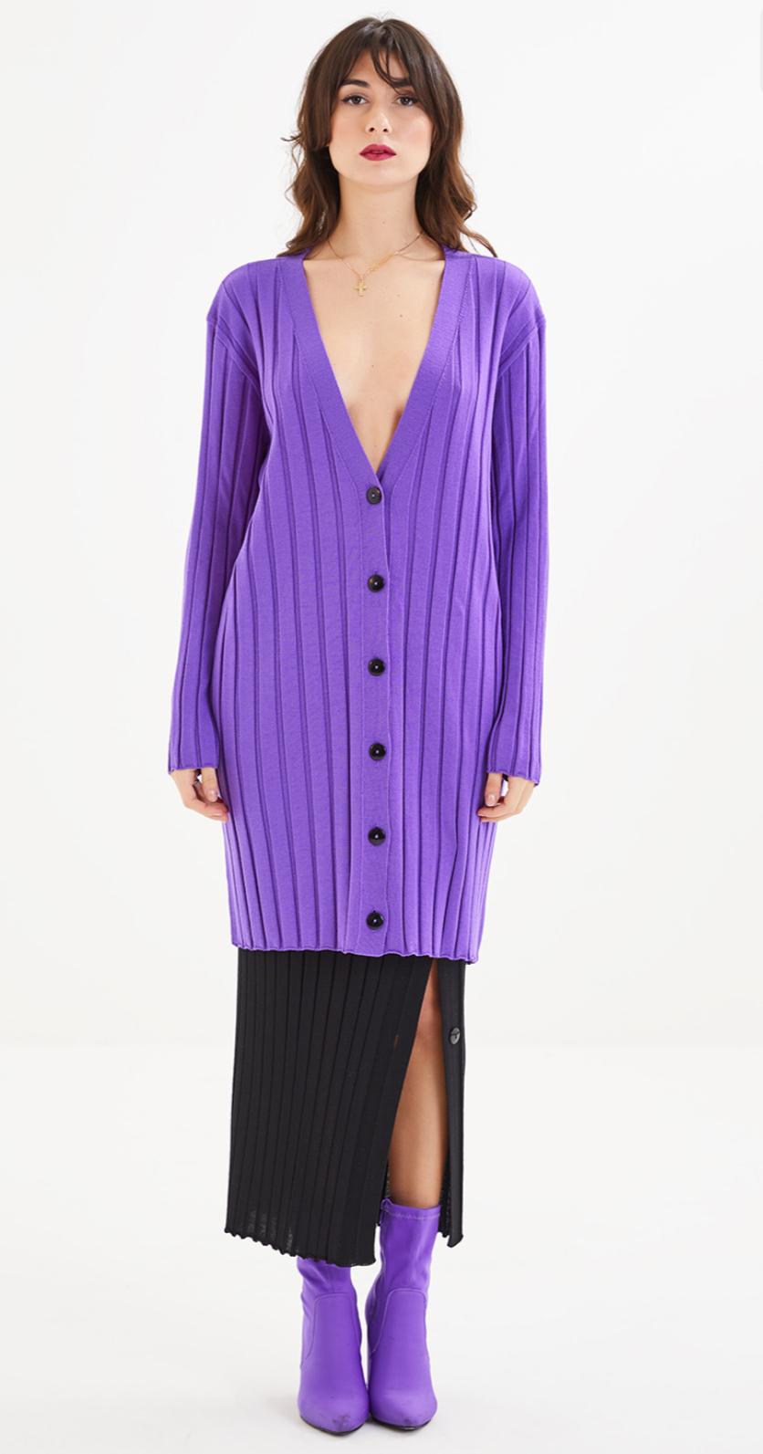 Cardigan lungo a coste
