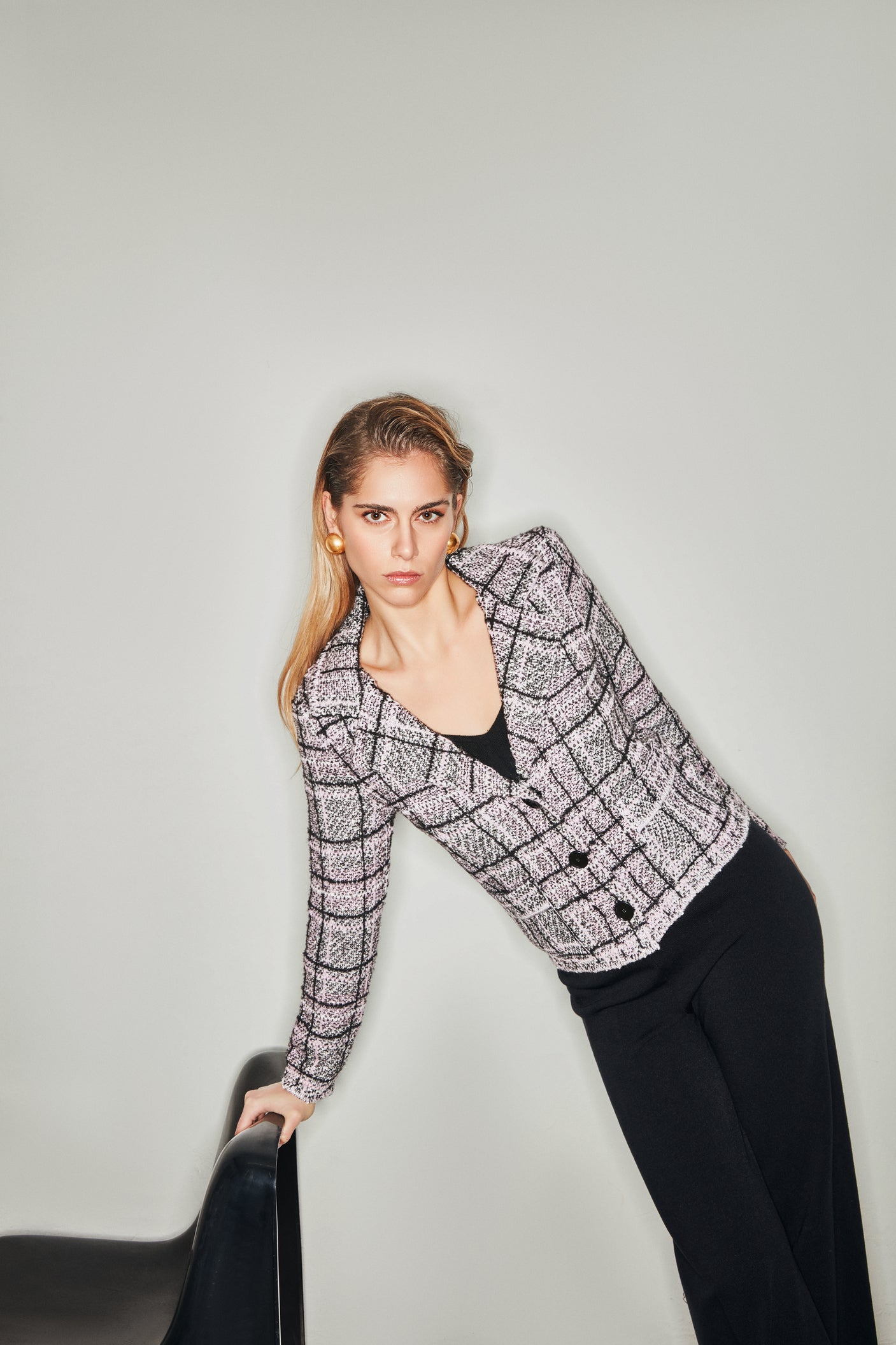 Single-breasted Chanel jacket with lapels and checks