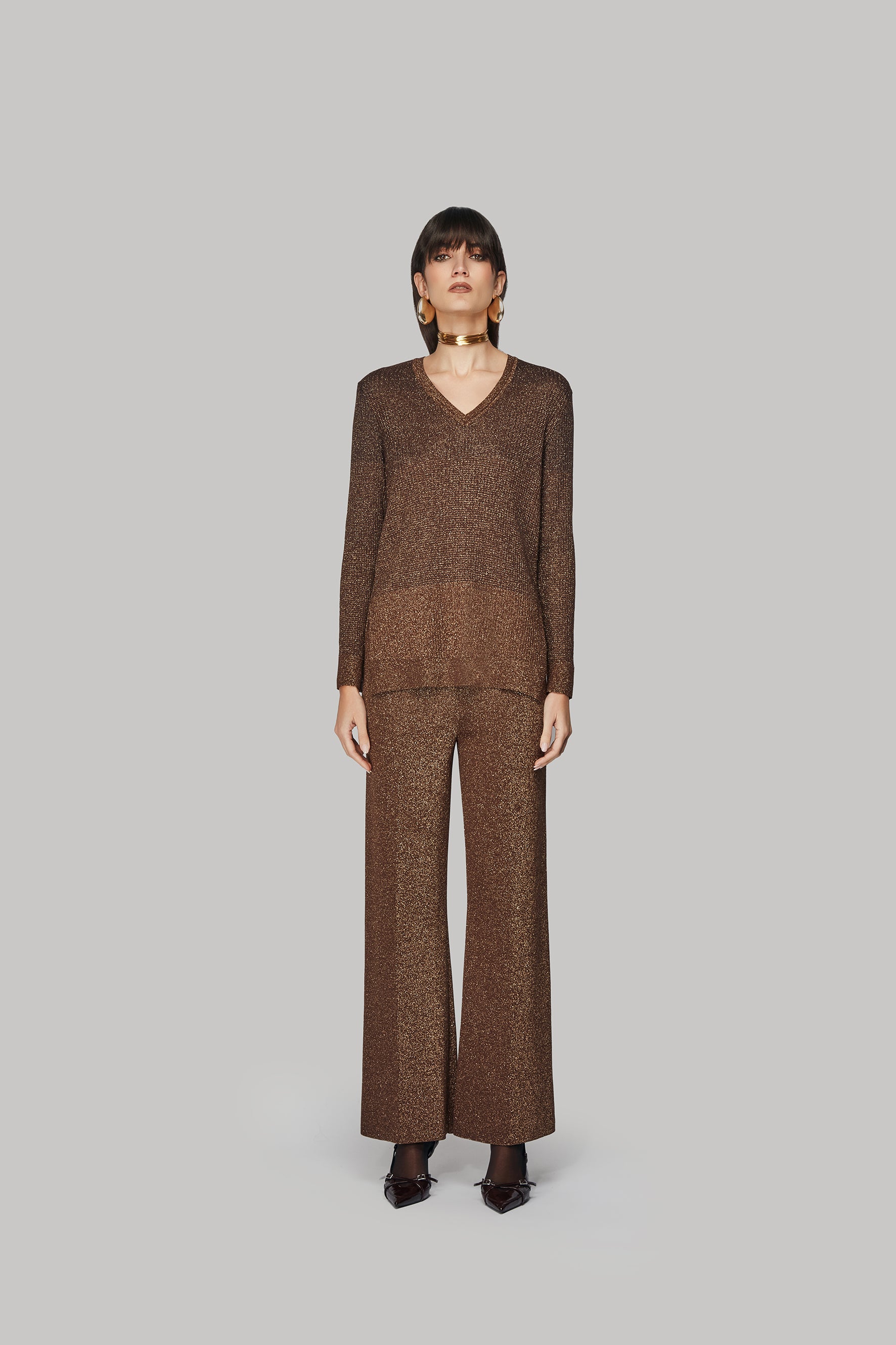 Maglia scollo a v lurex